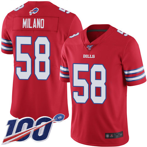 Men Buffalo Bills #58 Matt Milano Limited Red Rush Vapor Untouchable 100th Season NFL Jersey->buffalo bills->NFL Jersey